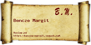 Bencze Margit névjegykártya